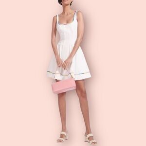 STAUD Wells Embroidered Perforated Mini Dress